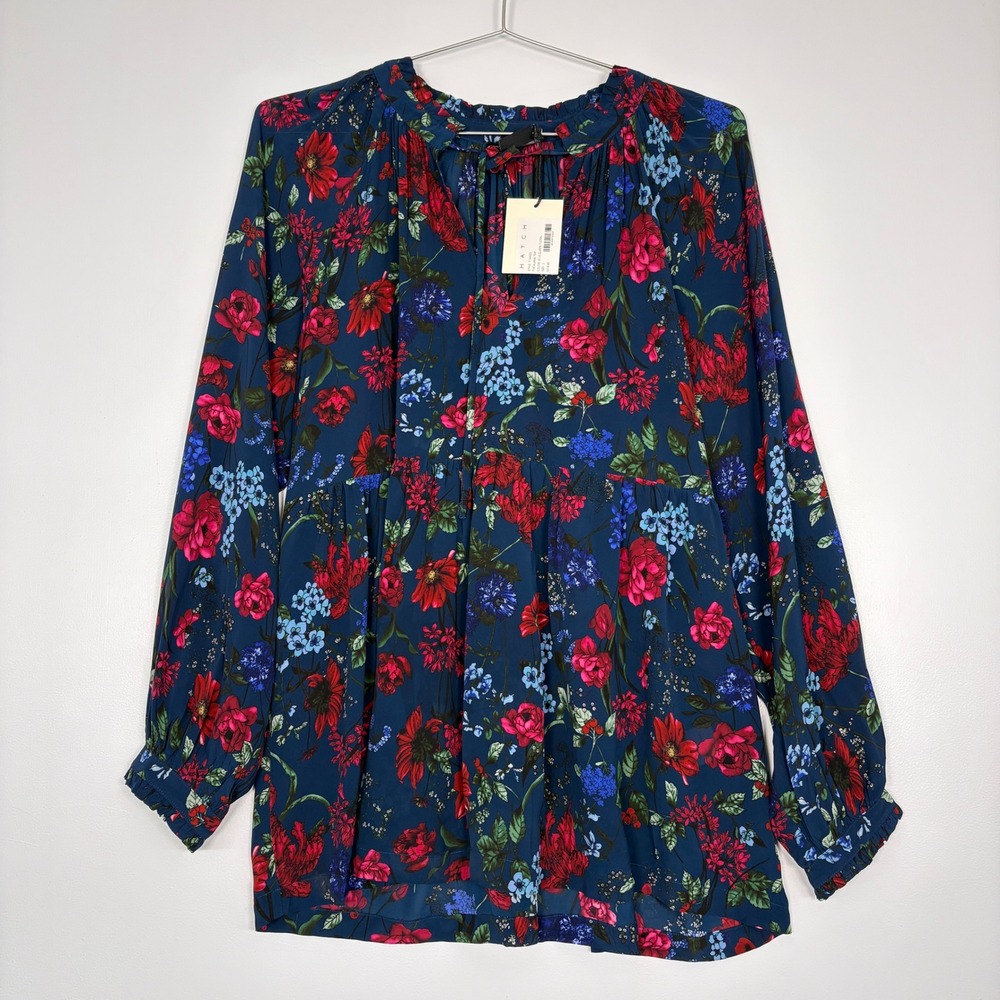 Hatch Women Alana Top Size 3 Blue Queen Floral Maternity Long Sleeve Blouse NEW
